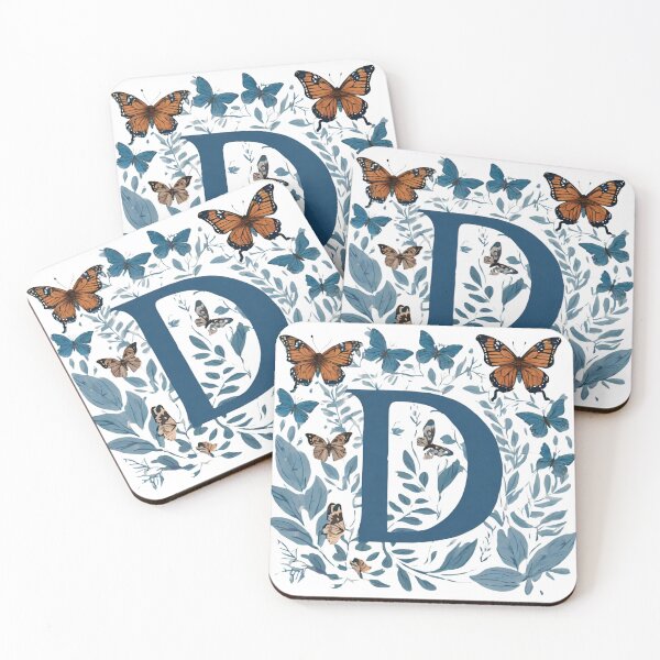 Item preview, Letter D in blue with butterflies designed and sold by Shinery2023.