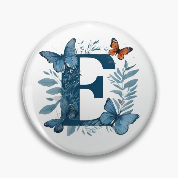Item preview, Letter E in blue with butterflies designed and sold by Shinery2023.