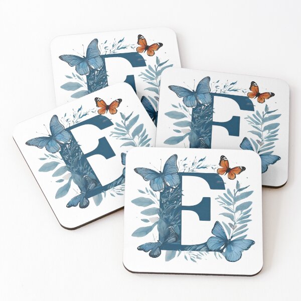 Item preview, Letter E in blue with butterflies designed and sold by Shinery2023.
