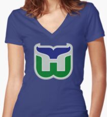 HARTFORD WHALERS HOCKEY RETRO Women's Fitted V-Neck T-Shirt