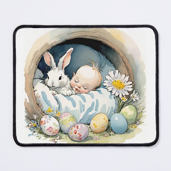 Item preview, Happy Easter - cute baby and bunny , Easter eggs and flowers V28 designed and sold by DreamingAwake1.