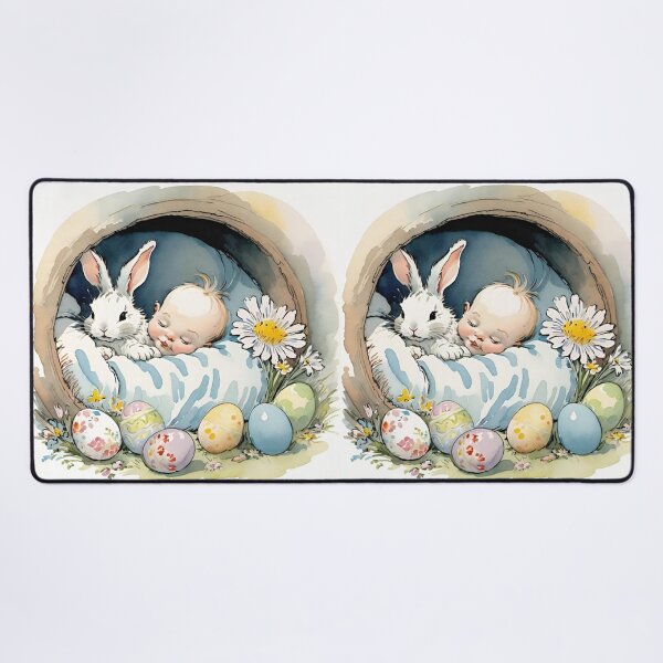 Item preview, Happy Easter - cute baby and bunny , Easter eggs and flowers V28 designed and sold by DreamingAwake1.