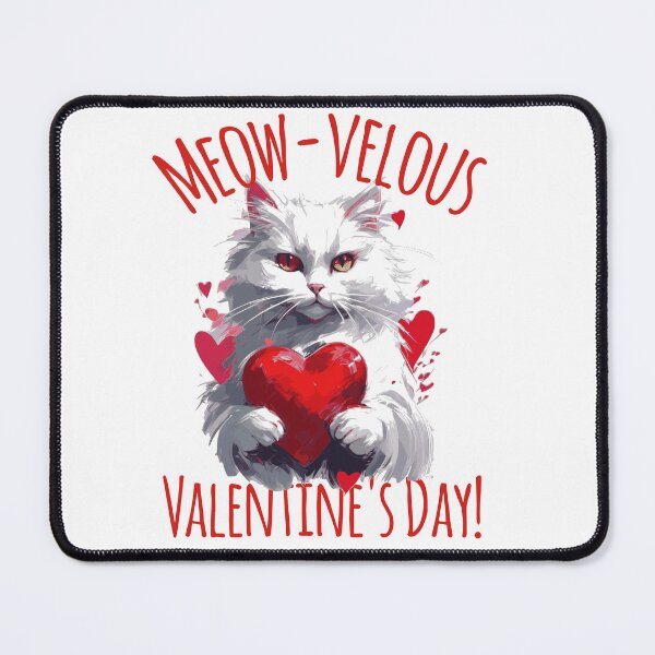 Item preview, Meow-velous valentine's day white cat with heart shape box designed and sold by KaiLabsArt.