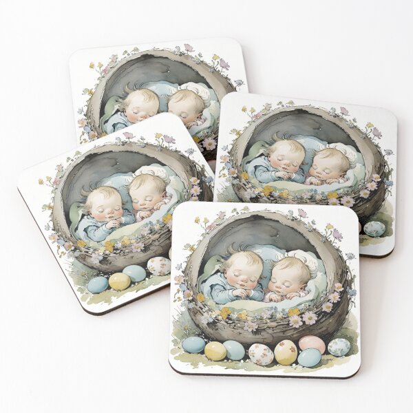 Item preview, Happy Easter - cute babies , Easter eggs and flowers V29 designed and sold by DreamingAwake1.