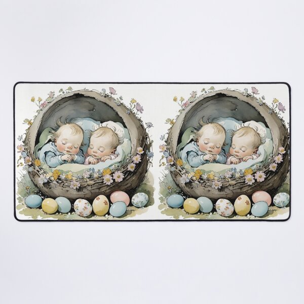 Item preview, Happy Easter - cute babies , Easter eggs and flowers V29 designed and sold by DreamingAwake1.