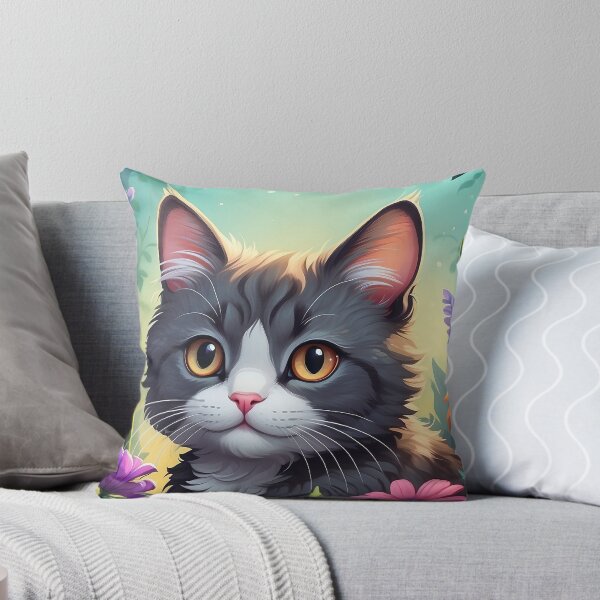 Item preview, Monochrome Majesty: Black and White Cat with Amber Gaze designed and sold by SCBlend.