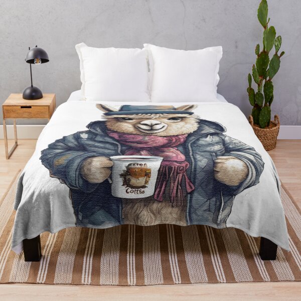 Item preview, Alpaca wearing a jackets holding a cup coffee designed and sold by jnsmerchstore.