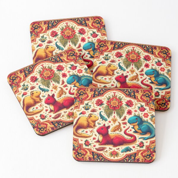Item preview, Guinea pig dinosaurs on a carpet designed and sold by Jasardpu.