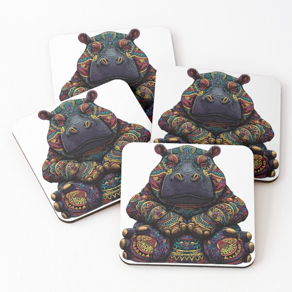 Item preview, Hippopotamus with mandala patterns designed and sold by TheRealmWithin.