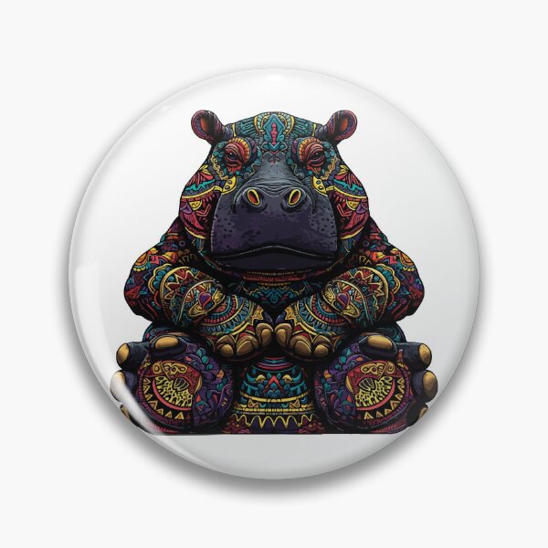 Item preview, Hippopotamus with mandala patterns designed and sold by TheRealmWithin.