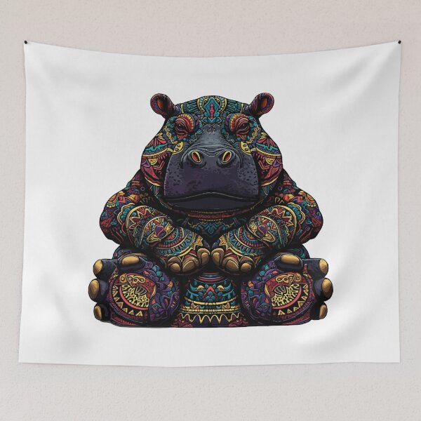 Item preview, Hippopotamus with mandala patterns designed and sold by TheRealmWithin.