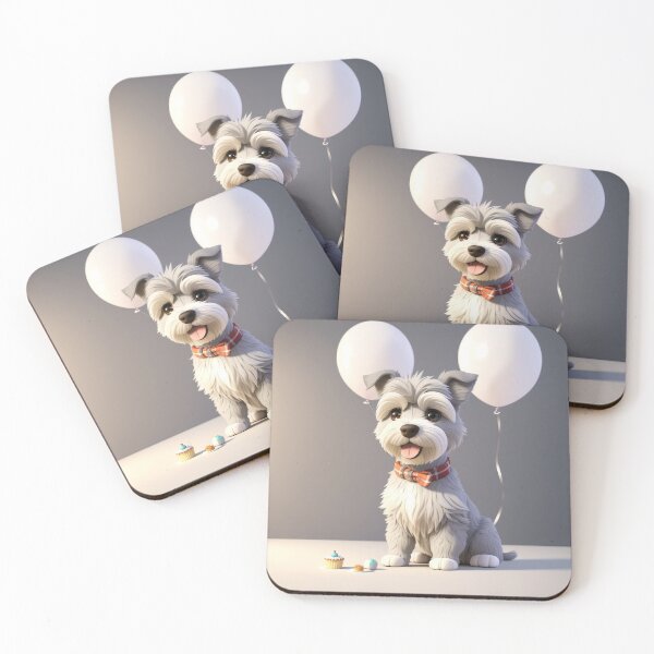 Item preview, Cute artwork of a Schnauzer puppy  in a birthday celebration designed and sold by Tio-Tecun.