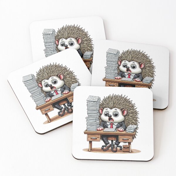 Item preview, Overwhelmed Hedgehog Office Embroidery Art Print designed and sold by #Adulting Central.
