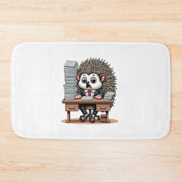 Item preview, Overwhelmed Hedgehog Office Embroidery Art Print designed and sold by #Adulting Central.