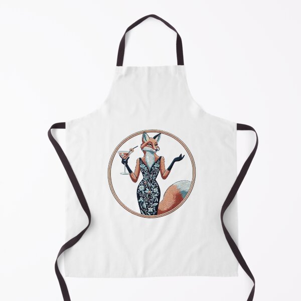 Item preview, Elegant Fox in Gown Embroidery Art Print designed and sold by #Adulting Central.