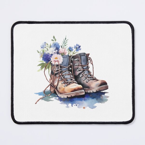 Item preview, hiking boots flowers designed and sold by PandaKunst.
