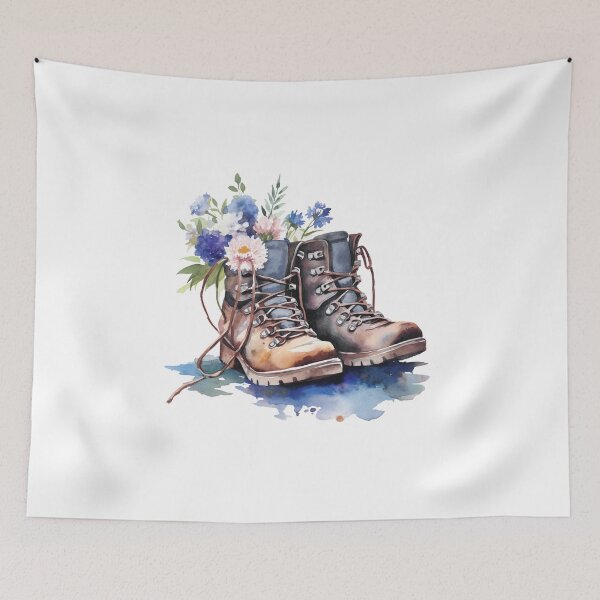 Item preview, hiking boots flowers designed and sold by PandaKunst.