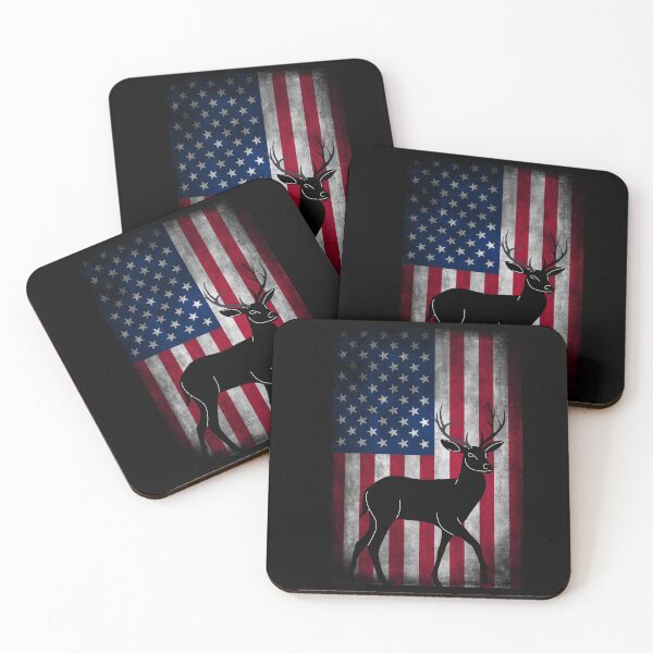 Item preview, American Flag Deer Elk Hunting USA Patriotic Hunter Gift designed and sold by ShopSmart213.