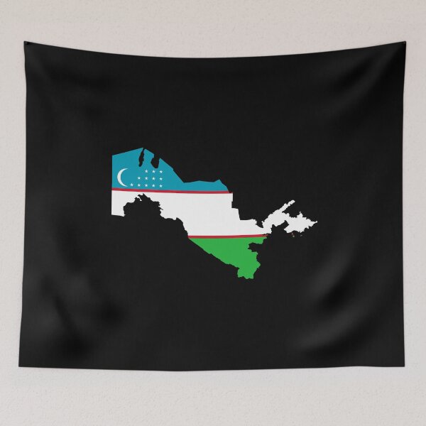 Item preview, Flag Map of Uzbekistan designed and sold by feether-store.