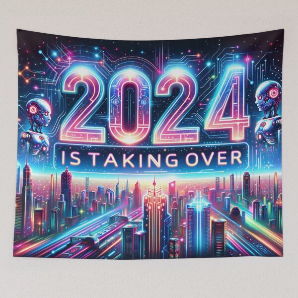 Item preview, 2024: The Dawn of AI Dominance in Vivid Neon designed and sold by ArtComixHaven.