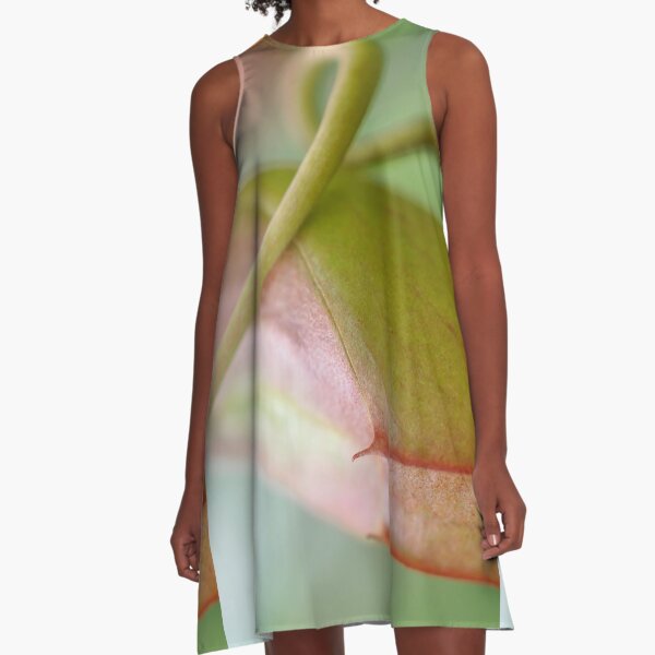 Subtle Carnivore in Pink and Green - Nepenthes - Botanical Photography - Original Abstract Fine Art A-Line Dress
