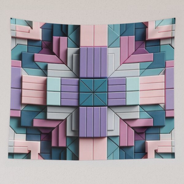 Item preview,  Futuristic Geometric Pink, Purple, Aqua And Light Blue Artwork designed and sold by mymagicstoreus.
