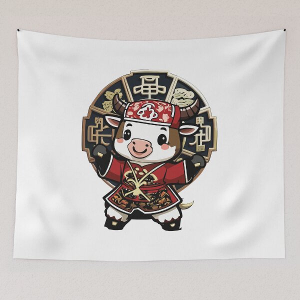 Item preview, Cute Kawaii Asian Chinese Ox Cow Zodiac Lunar New Year designed and sold by Monkey Style Studios.
