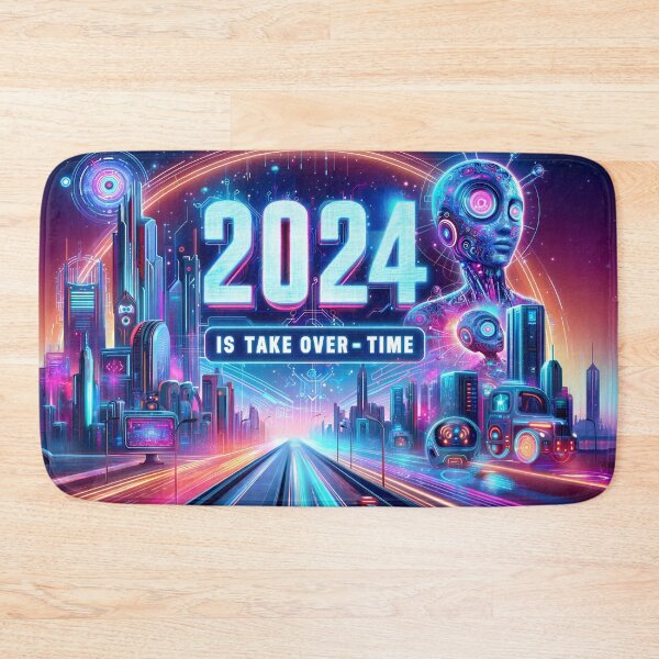 Item preview, AI Ascension: Neon Nightscape of Tomorrow's Tech Takeover designed and sold by ArtComixHaven.