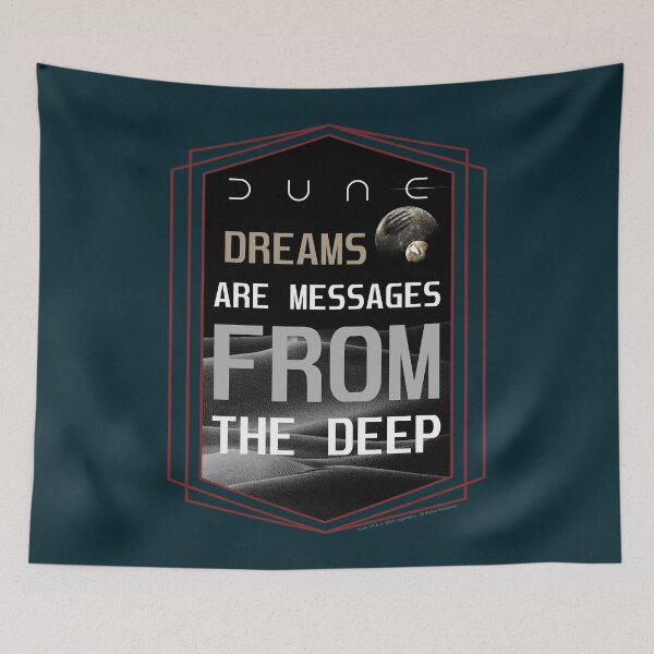Item preview, DUNE. Dreams Are Messages From The Deep (dark navy blue background) designed and sold by bekksa.
