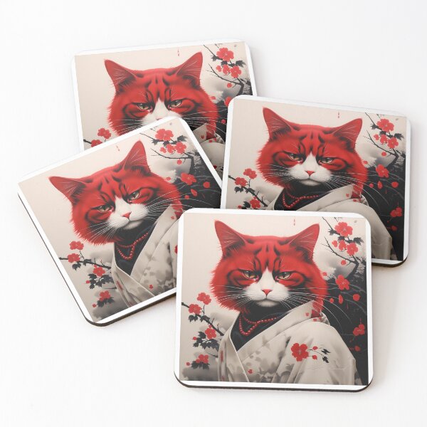 Item preview, Dark and red cat with Japanese style designed and sold by FernGrin.