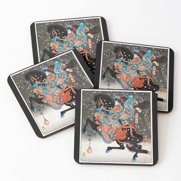 Item preview, Woman on Galloping Horse in Snow Japan 1845 Utagawa Hiroshige designed and sold by RocketshipRetro.