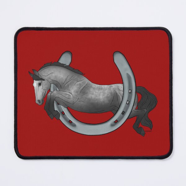 Item preview, Gray Hunter Horse Jumping Through Horseshoe designed and sold by DappledMoon.
