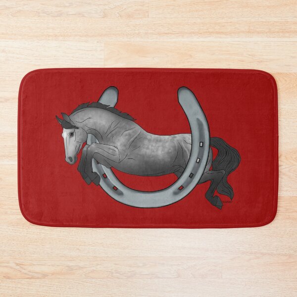 Item preview, Gray Hunter Horse Jumping Through Horseshoe designed and sold by DappledMoon.