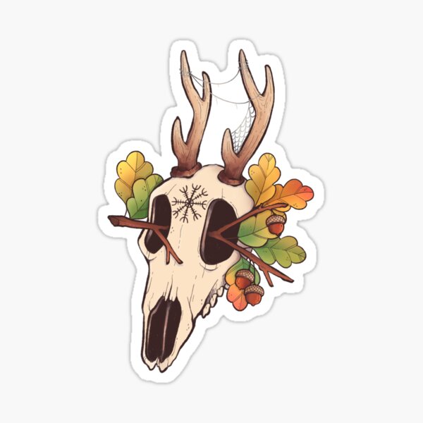 Deer skull and acorns Sticker