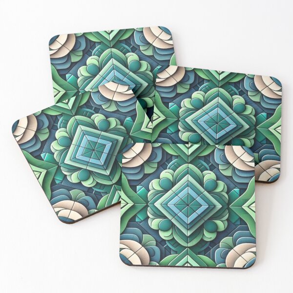 Item preview,  Futuristic Geometric In Summer Green, Jade, Deep Pine, Whale Blue Artwork designed and sold by mymagicstoreus.