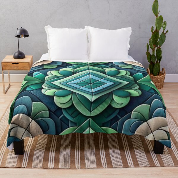 Item preview,  Futuristic Geometric In Summer Green, Jade, Deep Pine, Whale Blue Artwork designed and sold by mymagicstoreus.
