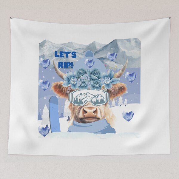 Artikelvorschau, Highland Cow Snow Boarder Let's Rip entworfen und verkauft von SLDB.