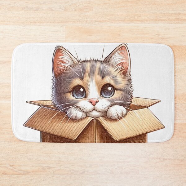 Item preview, Cute Kitty in a Cardboard Box designed and sold by digital-savant.