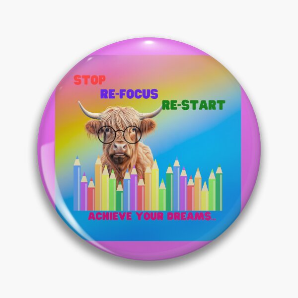 Item preview, Highland Cow Life Quote Stop Refocus Restart Achieve Your Dreams designed and sold by SLDB.