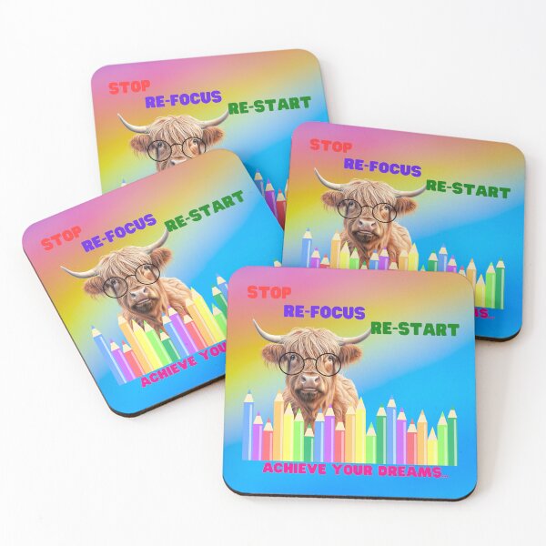 Item preview, Highland Cow Life Quote Stop Refocus Restart Achieve Your Dreams designed and sold by SLDB.