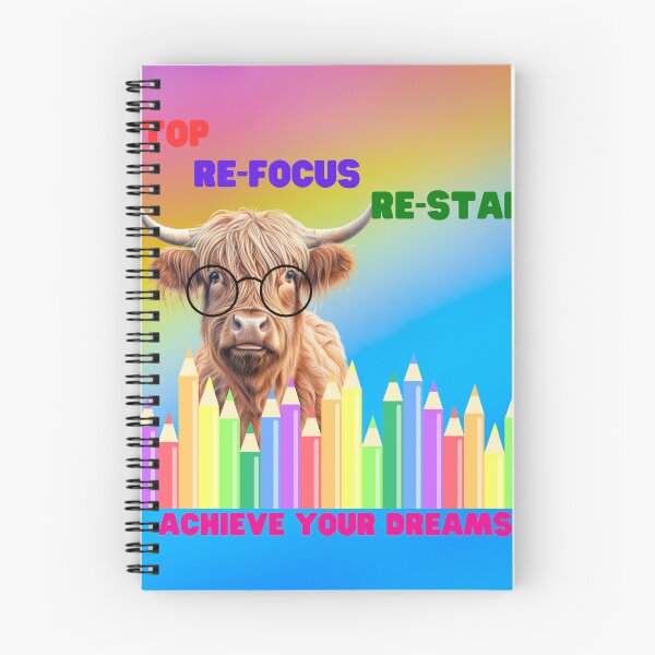 Item preview, Highland Cow Life Quote Stop Refocus Restart Achieve Your Dreams designed and sold by SLDB.