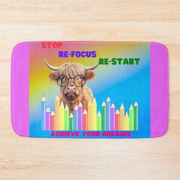 Item preview, Highland Cow Life Quote Stop Refocus Restart Achieve Your Dreams designed and sold by SLDB.