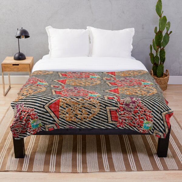 Item preview, Vintage Kantha Quilted Fabric - Red and Black designed and sold by Nikki Fortuin Arts & Crafts.