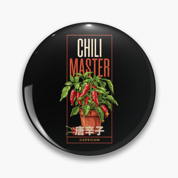 Item preview, Chili master design with a chili plant, CAPSICUM, chili fruits and japanese text japanese Typography  designed and sold by Dahlann.