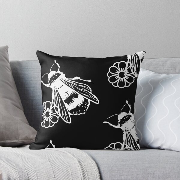 Item preview, Bumblebee And Flower White Line Drawing Design designed and sold by EarthArtDesigns.