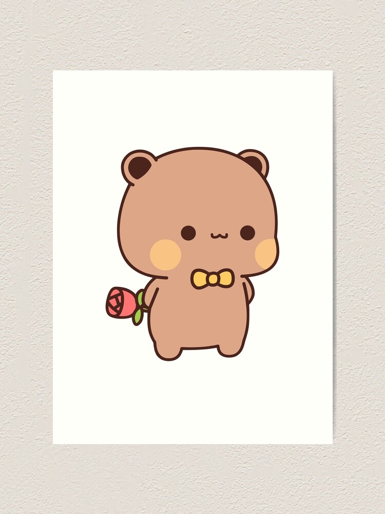 DuDu Bear surprising Panda BuBu with a flower❤️ Art Print for Sale by  Pandety