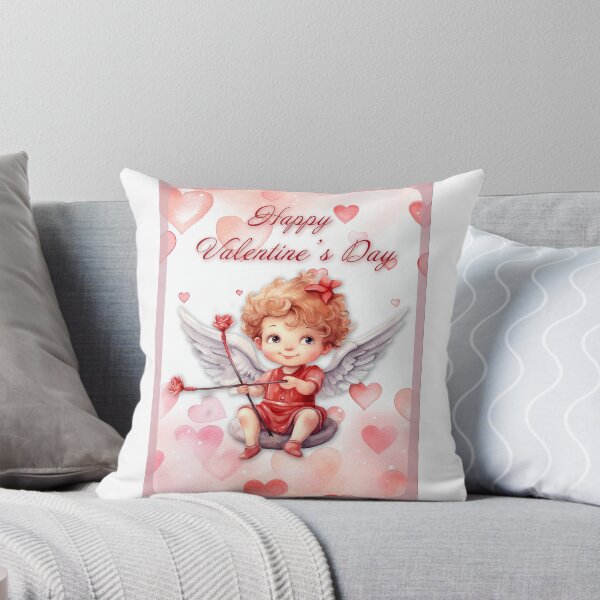 Item preview, Valentine card with baby angel Cupid with wings St Valentine's Day postcard Watercolor  designed and sold by Createya.