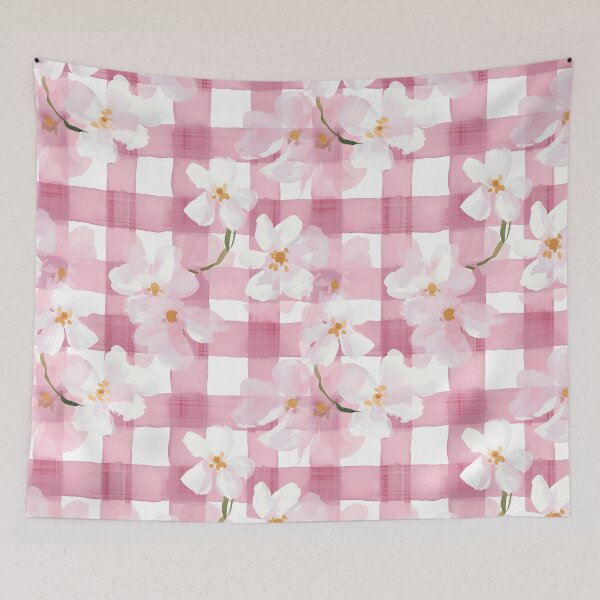 Item preview, Pink Plaid Floral Watercolor designed and sold by ptlsprntsdsgn.