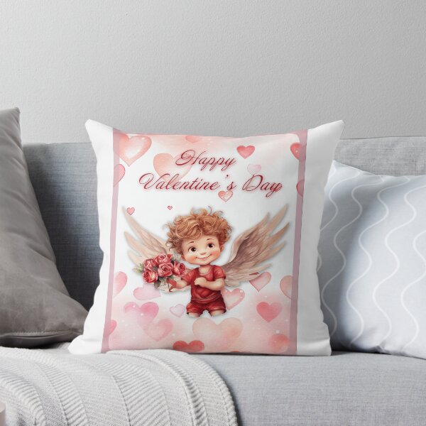 Item preview, Valentine card with baby angel Cupid with wings St Valentine's Day postcard Watercolor  designed and sold by Createya.