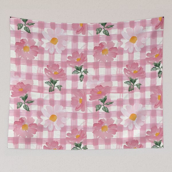 Item preview, Pink Plaid Floral Watercolor designed and sold by ptlsprntsdsgn.